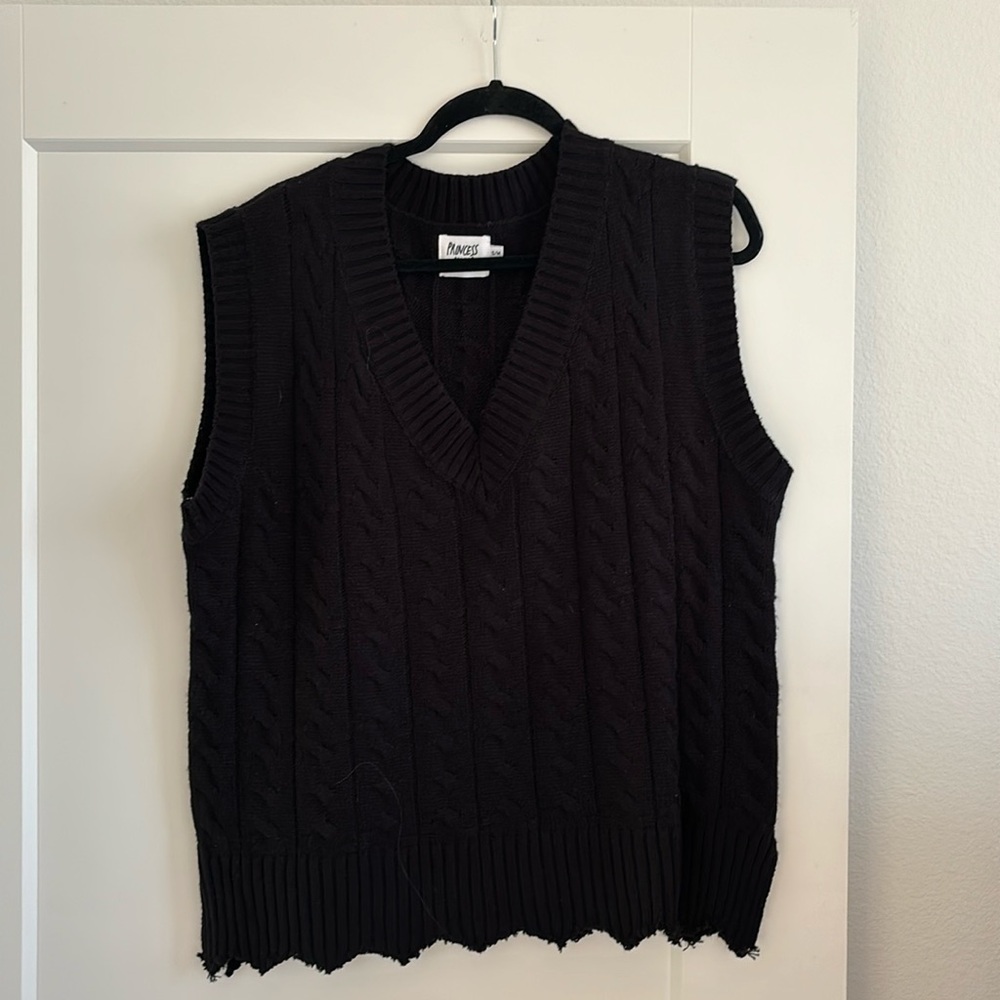 Princess Polly Oversized Black Sweater Vest